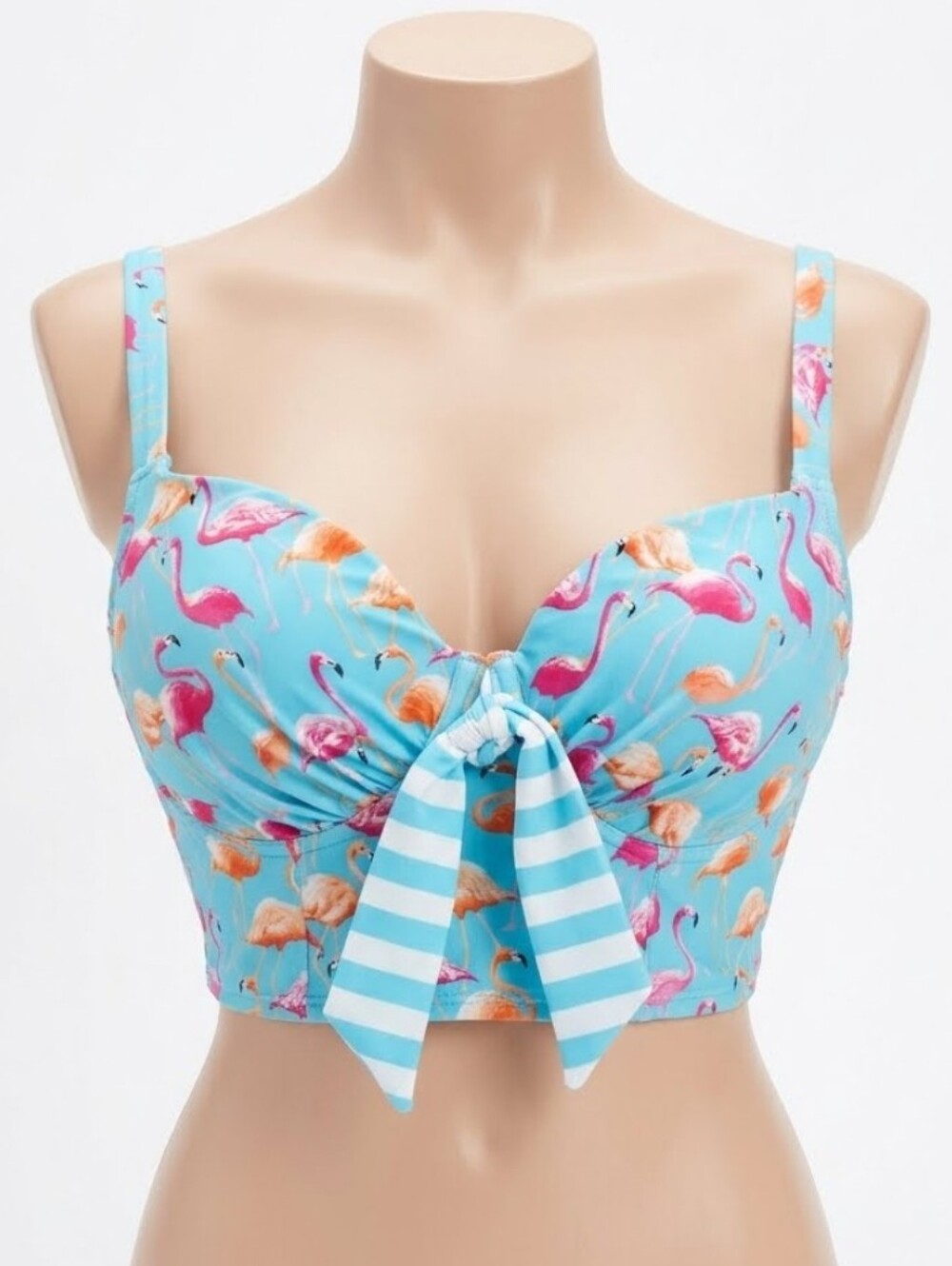 torrid Turquoise Flamingo Tie-Front Bikini Top Fits M/L